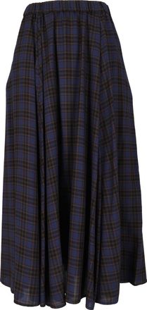 Aspesi Plaid Relaxed Flared Midi Skirt