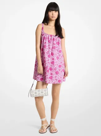 Michael Kors Floral Print Cotton Poplin Mini Dress