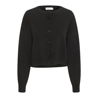 Karen by Simonsen Soft Knit Short Cardigan Meteorite - female - Karen by Simonsen - Cardigans - Black - 2XL - Knitwear