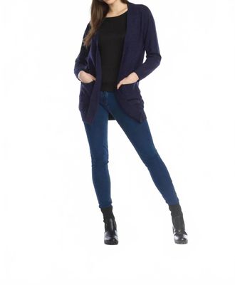 Papillon Long Sleeve Pockets Cardigan In Navy