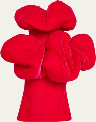 Marc Jacobs Strapless Padded Bubble Velvet Midi Dress