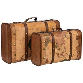 Wanderlust Deco Wanderlust Deco - Maleta De Madera Marr&oacute;n 45x30x16/38
