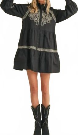 Merci Womens Embroidered Button Down Mini Dress In Black