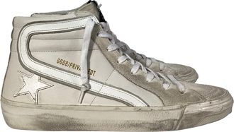 Golden Goose Slide Classic High-Top Sneakers in White Leather and Suede