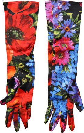 Dolce & Gabbana Multicolor Floral Print Elbow Length Women Womens Gloves (Pre-Owned)