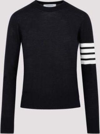 Thom Browne Wool Bar Relaxed Pullover Knit