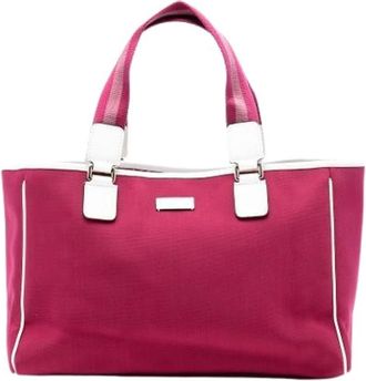 Gucci Pre-owned Tote Bags, female, Pink, Size: ONE SIZE Pre-owned Vintage Canvas Tote