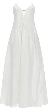 Tory Burch Midi Jurk - Dames - Maxi kleedjes - Wit - M - Linnen - Kleedjes