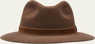 Borsalino Mens Alessandria Leather-Band Wool Fedora Hat
