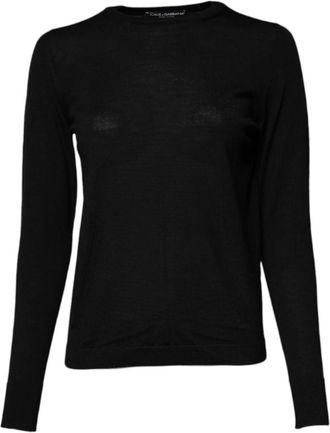 Dolce & Gabbana Wollen Gebreide Trui met Ronde Hals - Dames - Ronde hals truien - Zwart - XS - Wol - Truien & Vesten