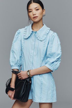 English Factory Collared Mini Shirt Dress