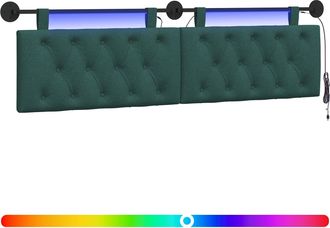 vidaXL Cabecero Colgante Con Luz Led Verde Oscuro Tela Vidaxl