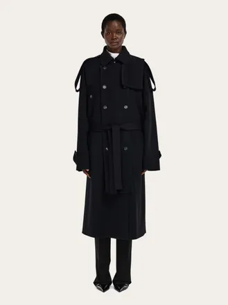 Ferragamo Women Double breasted oversize coat Black
