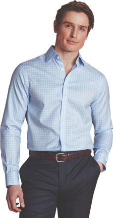 CHARLES TYRWHITT Mens Triple Check Non-Iron Twill Slim Fit Shirt Single Cuff