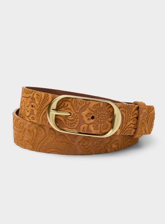 Simons Womens Embossed embellishment suede belt