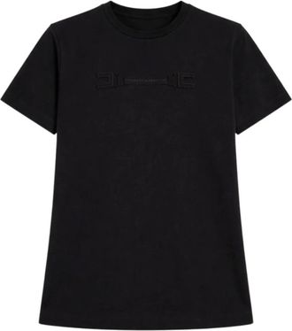 Elisabetta Franchi T-Shirts, female, Black, Size: XS Jersey T-shirt with embossed logo
