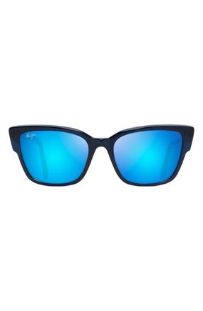 Maui Jim Kou 55mm Polarized Cat Eye Sunglasses in Navy Blue at Nordstrom