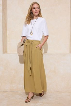 Trendyol Modest Dames Kaki Effen Maxi A-lijn Modest Rokken