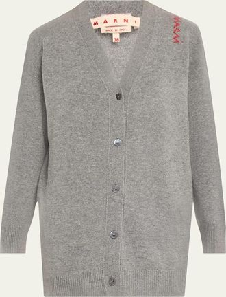 Marni Oversized V-Neck Wool Cashmere Cardigan