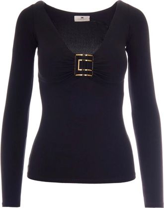 Elisabetta Franchi Mujer, Camisetas, Negro, Talla: S