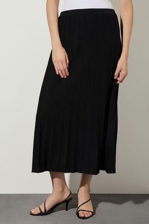 Ming Wang Pleated Soft Knit Maxi Skirt in Black at Nordstrom, Size Xx-Small