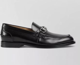 Gucci terenze leather loafer metallic buckle round toe