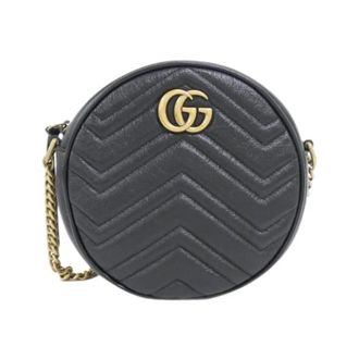 Gucci Pre-owned GG Marmont Quilted Chevron Leather Shoulder Bag - Dames - Pre-owned - Zwart - Maat: ONE Size Leer