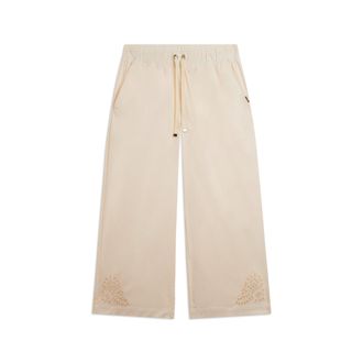 Freddy Pantaloni Cropped con Ricamo Floreale al Fondo