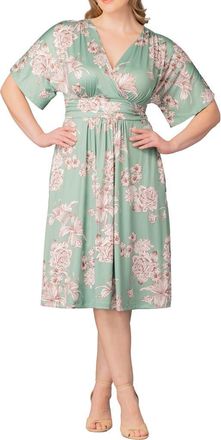 Kiyonna Gia Floral Midi Dress in Sage Garden Print at Nordstrom, Size 4X
