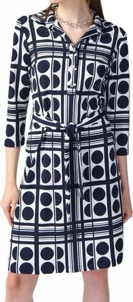 Joseph Ribkoff Geometric Print Shirtdress In Midnight Blue/vanilla