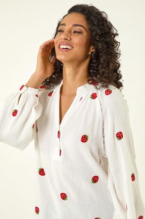 DUSK Strawberry V-Neck Tunic Top
