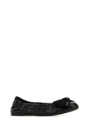 Prada Womens Black Leather Ballerinas Nero Ballerine Flat Shoes