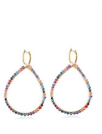 Liv Oliver 18K Gold Multi Color Tear Drop earrings