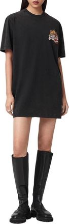AllSaints Roque Graphic T-Shirt Dress in Washed Black at Nordstrom, Size Large
