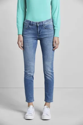 Bugatti 5-Pocket-Jeans BUGATTI Basic Essential, Damen, Gr. 34, Normalgr&ouml;ssen, blau (hellblau), 81% Baumwolle, 9% Polyester, 6% Elastomultiester, 4% Elasthan, 