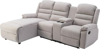 Vente-Unique Sof&aacute; rinconera izquierda relax de tela beige MACEDONIA