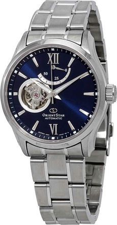 Orient Star Automatic Blue Open Heart Dial Mens Watch RE-AT0001L00B