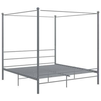 Berkfield Home Canopy Bed Frame Grey Metal 180x200 cm Super King