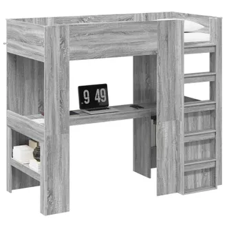vidaXL Struttura Letto A Castello Con Scrivania Grigio Sonoma Vidaxl