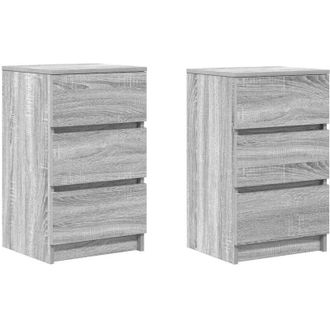 vidaXL Vidaxl - Mesillas De Noche Con 3 Cajones 2 Uds Gris Sonoma 39x35x65 Cm