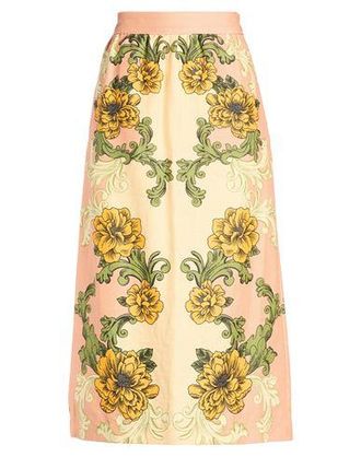 Farm Rio DELICATE FLOWER ARABESQUES PINK MIDI SKIRT