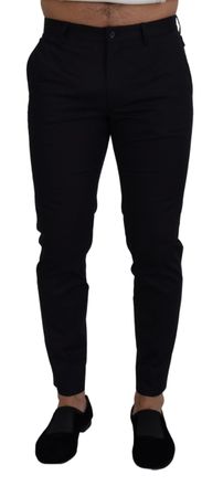 Dolce & Gabbana Mens Stretch Cotton Slim-Fit Trousers Black Elastane