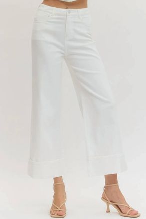 Entro Solid Mid-Rise Ankle Length Pants In Off White