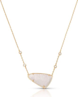 Ettika Geometric Reconstituted Stone Pendant Necklace in Bone at Nordstrom
