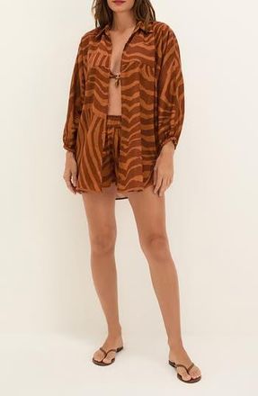 Vix Sundown Mori Cover-Up Shirt in Brown Multi at Nordstrom Rack, Size Large