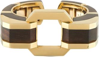 David Webb Cocobolo wood geometric cuff bracelet - Goud