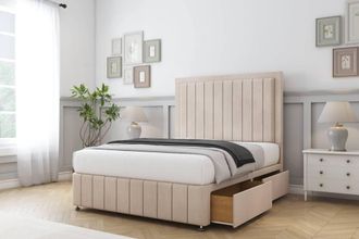 Comfort Beds Arizona Naples Divan Base 2 Drawers - 54 Headboard-Footboard in Light Sand | Size: Double