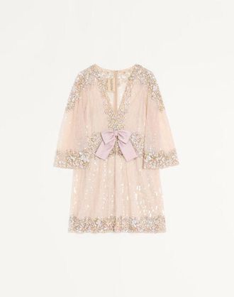 Valentino Tulle Illusione Embroidered Short Dress Wo