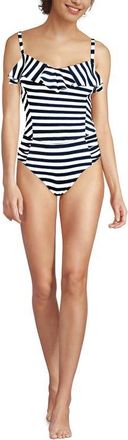 Lands End Ruffle Midkini Set in Painted Stripes/navy/teal at Nordstrom, Size X-Large