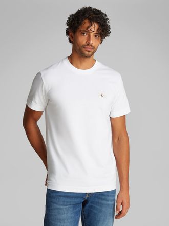 Calvin Klein Jeans Rundhalsshirt CALVIN KLEIN JEANS WOVEN LABEL REGULAR TEE, Herren, Gr. 3XL, weiss (hellwei&szlig;), Single Jersey, Obermaterial: 100% Baumwolle, unifarben, r